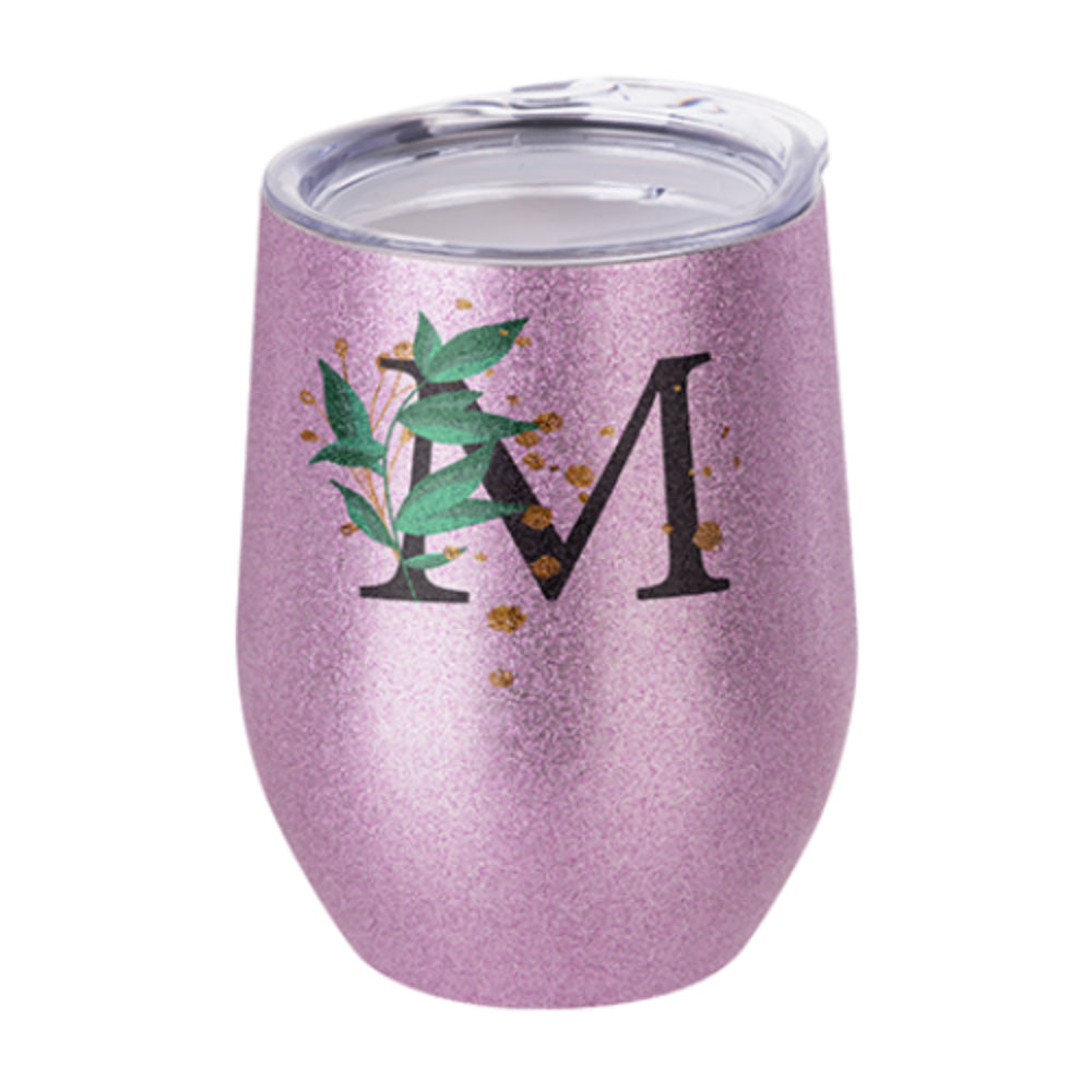 Mugs - Stemless Wine Glasses With Lid - 12oz - Glitter - Pink - Longforte Trading Ltd