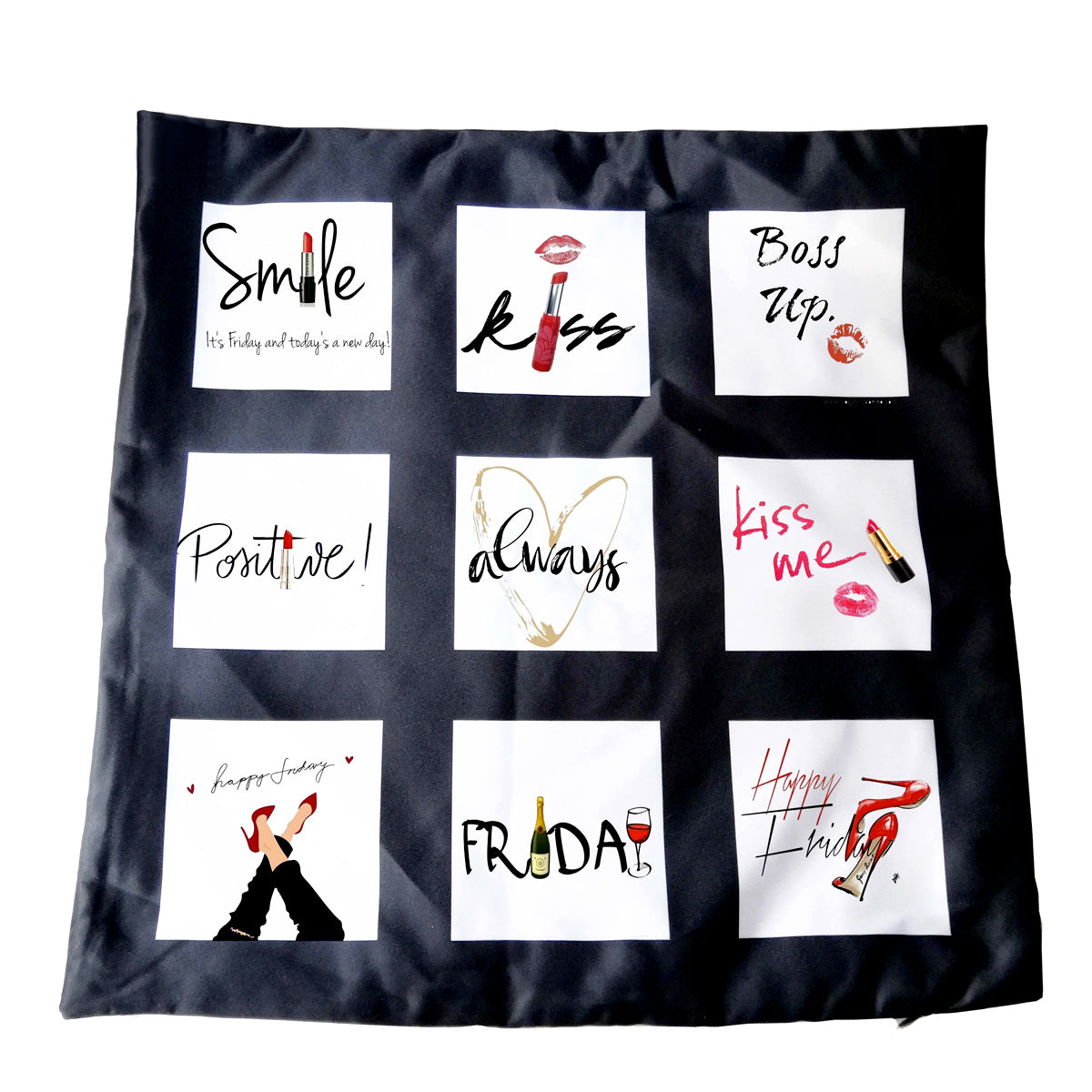 FULL CARTON - 100 x Cushion Covers - 9 Printable Panels - Black - 40 x 40cm - Longforte Trading Ltd