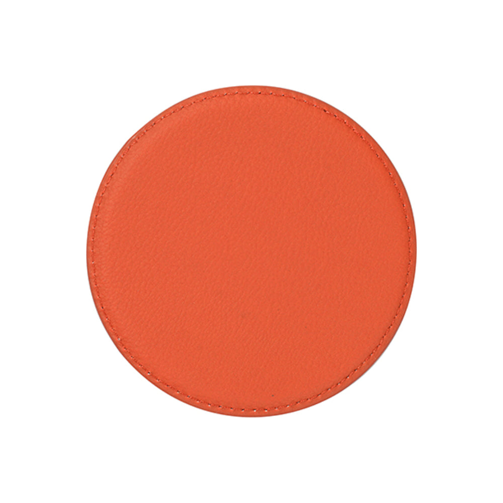 Engravables - PU LEATHER - Coaster - ROUND - 10cm - Orange - Longforte Trading Ltd