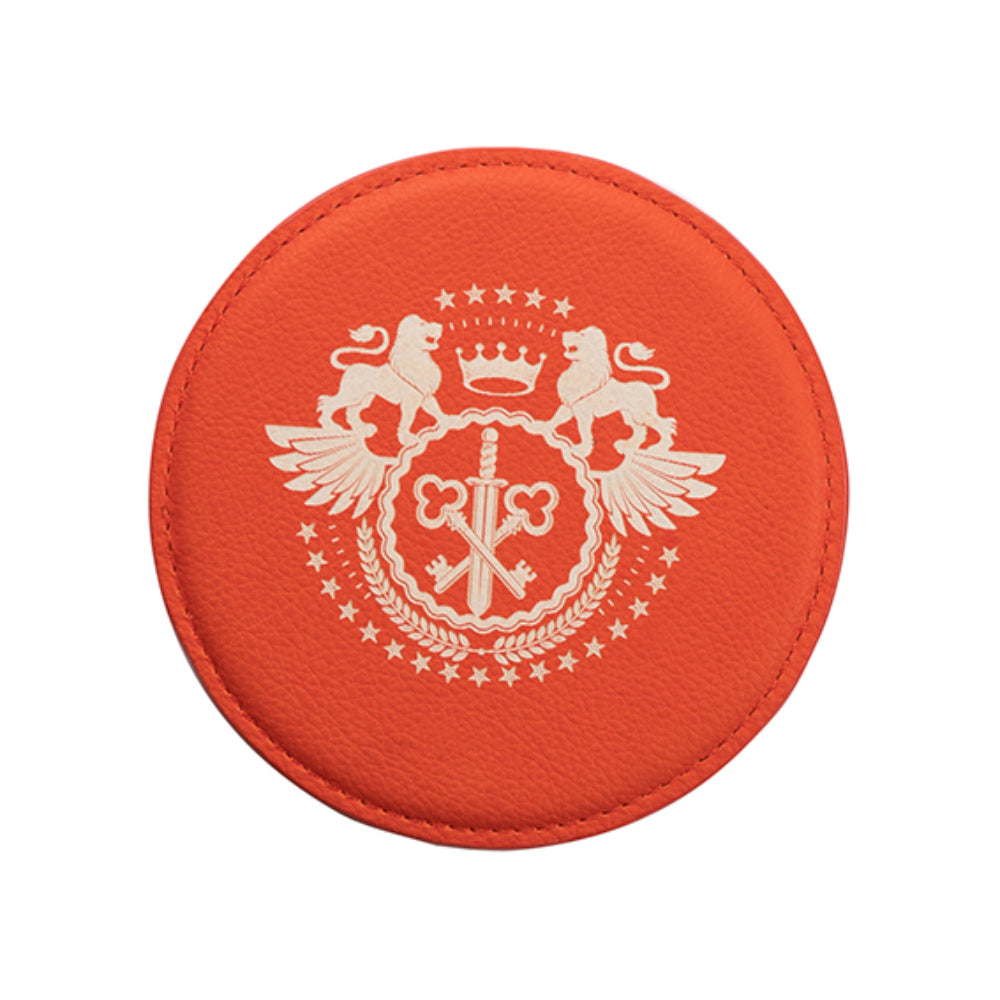 Engravables - PU LEATHER - Coaster - ROUND - 10cm - Orange - Longforte Trading Ltd