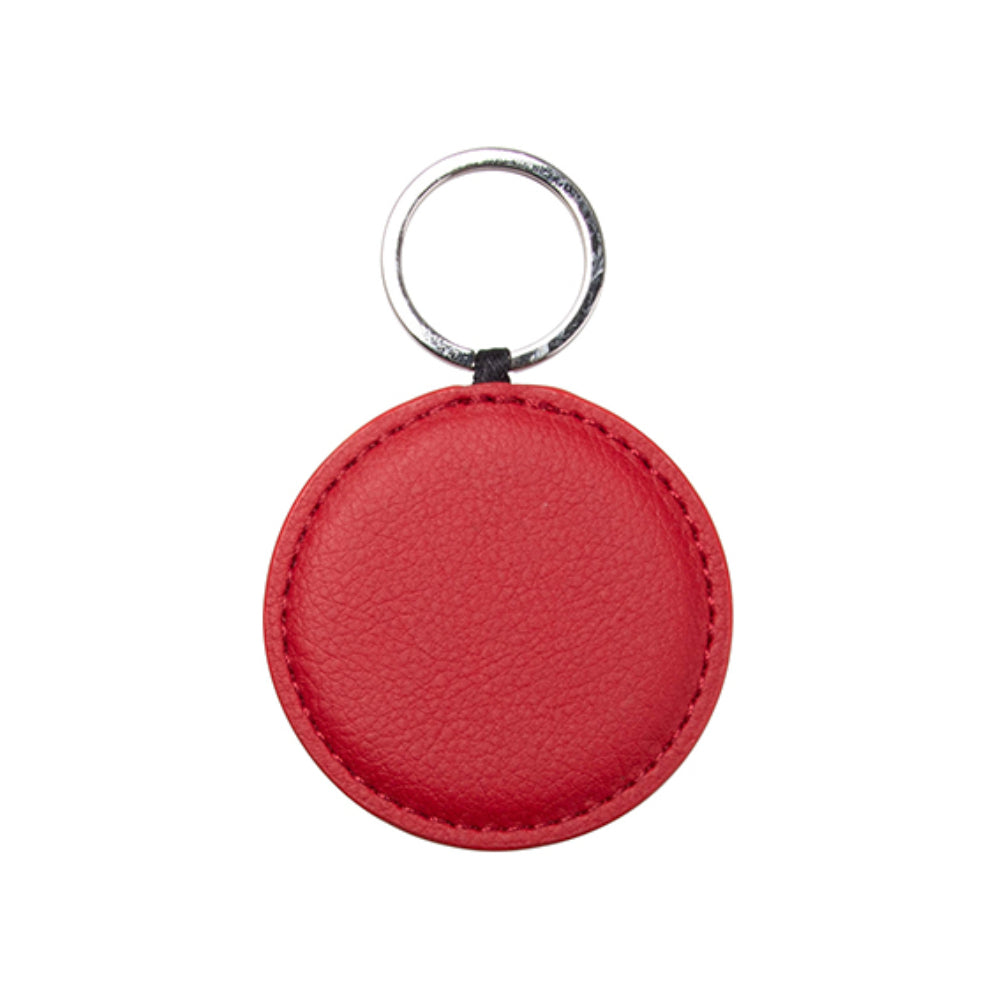 Engravables - PU LEATHER - Keyring - ROUND - 5cm - Red - Longforte Trading Ltd