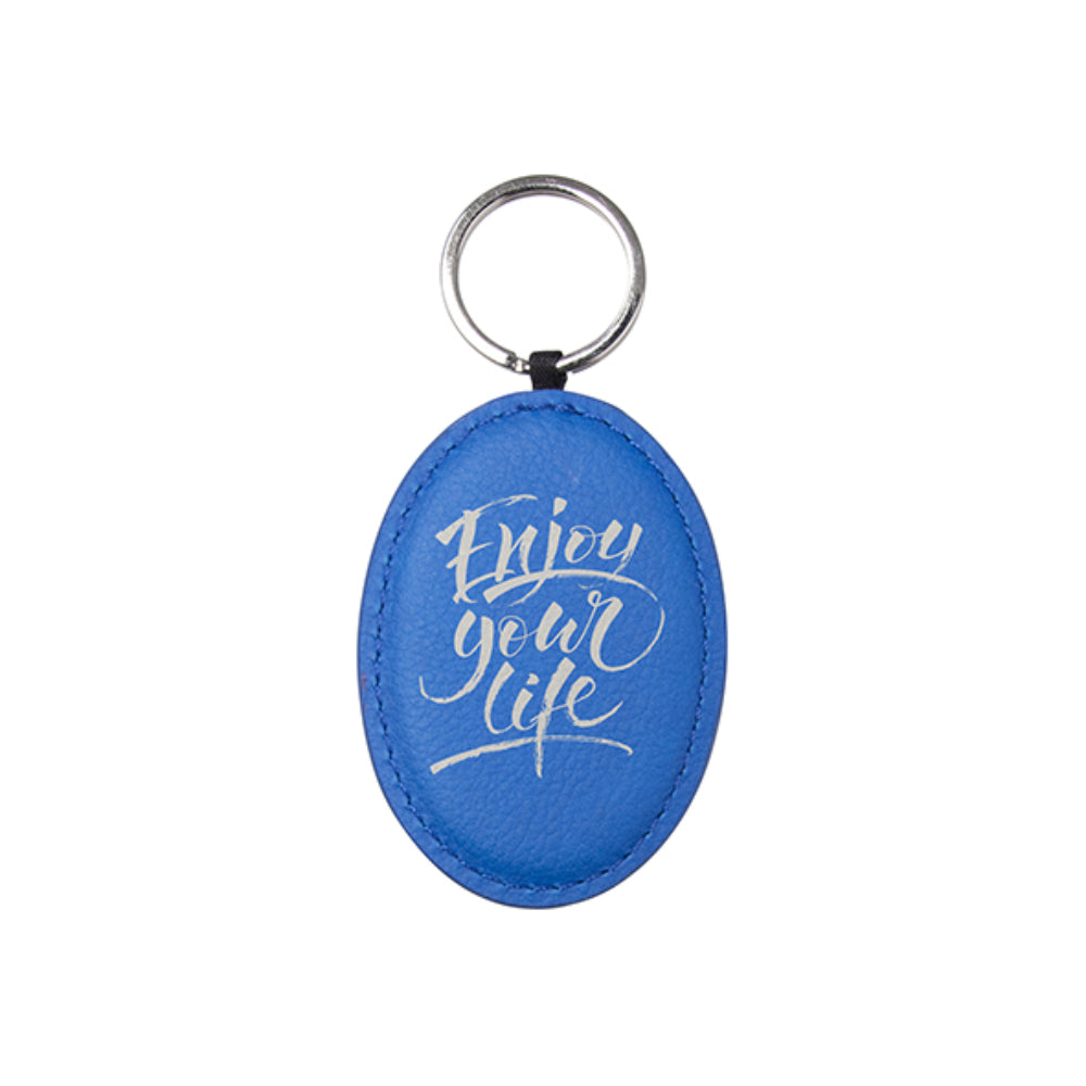 Engravables - PU LEATHER - Keyring - OVAL - 4.5cm x 6.5cm - Navy - Longforte Trading Ltd