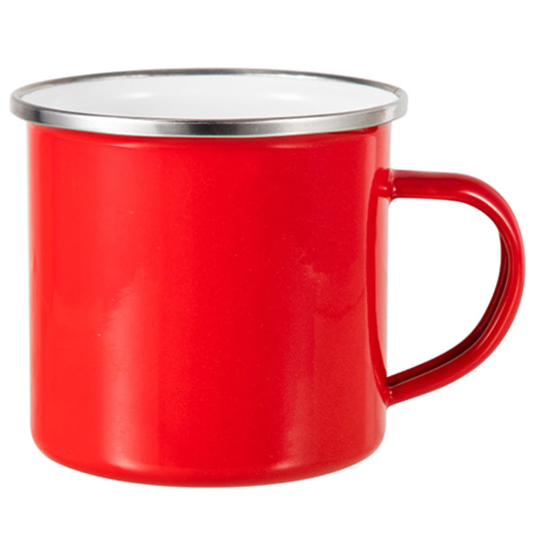 Mugs - Metal & Enamel Mugs - Red - 12oz Ceramic Enamel Cup - Longforte Trading Ltd