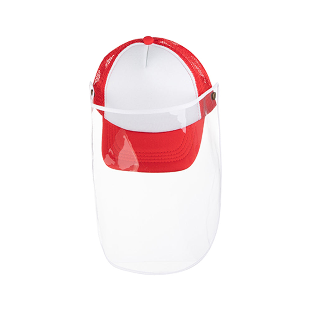 Apparel - Cap with Face Shield - CHILDRENS - Red - Longforte Trading Ltd