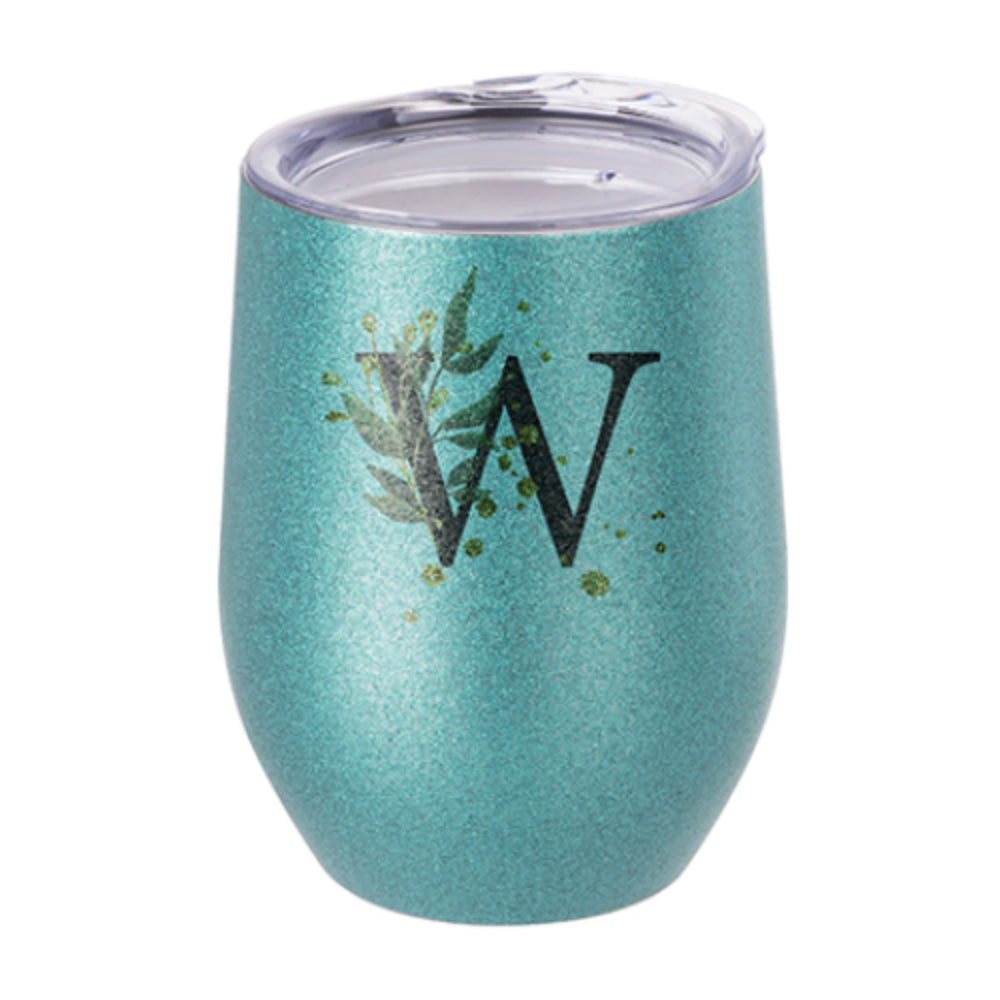 Mugs - Stemless Wine Glasses With Lid - 12oz - Glitter - Blue - Longforte Trading Ltd