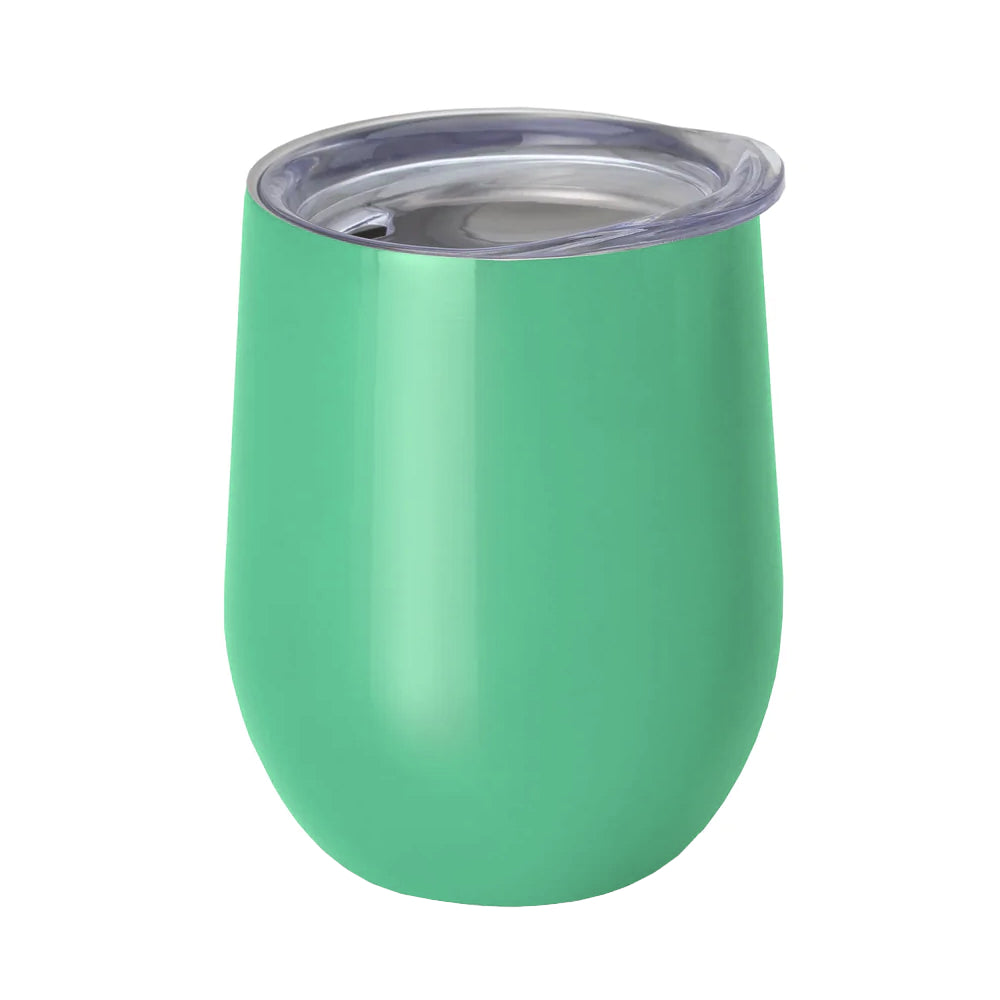 Mugs - Stemless Wine Glasses With Lid - 12oz - MINT GREEN - Longforte Trading Ltd