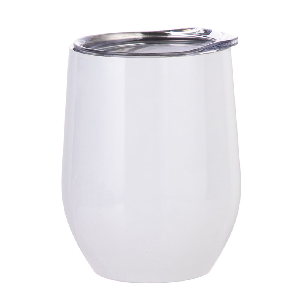 Mugs - Stemless Wine Glasses With Lid - 12oz - WHITE - Longforte Trading Ltd
