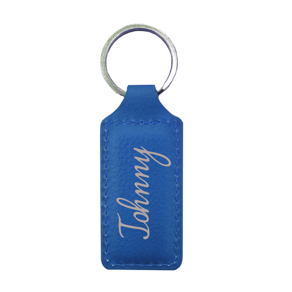 Engravables - PU LEATHER - Keyring - RECTANGLE - 2.6cm x 6cm - Navy - Longforte Trading Ltd