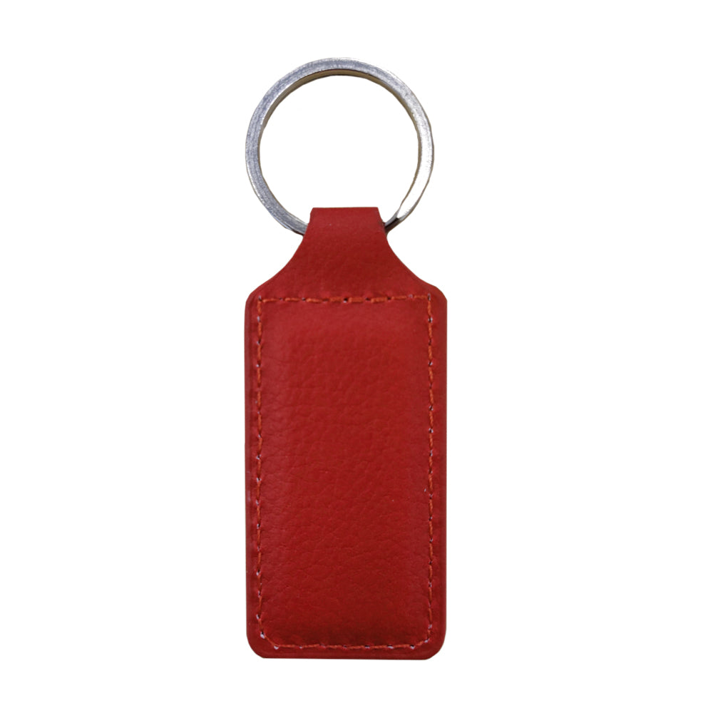 Engravables - PU LEATHER - Keyring - RECTANGLE - 2.6cm x 6cm - Red - Longforte Trading Ltd