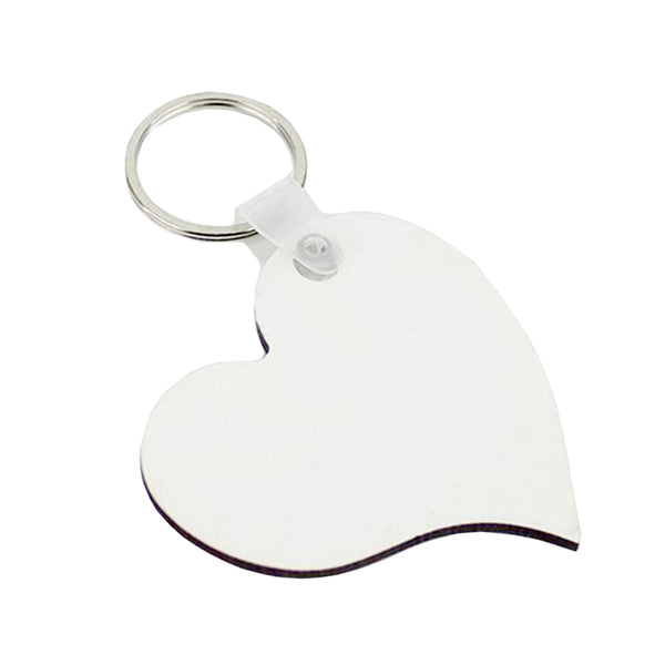 Keyring - 10 x MDF - Double-Sided - Curved Heart