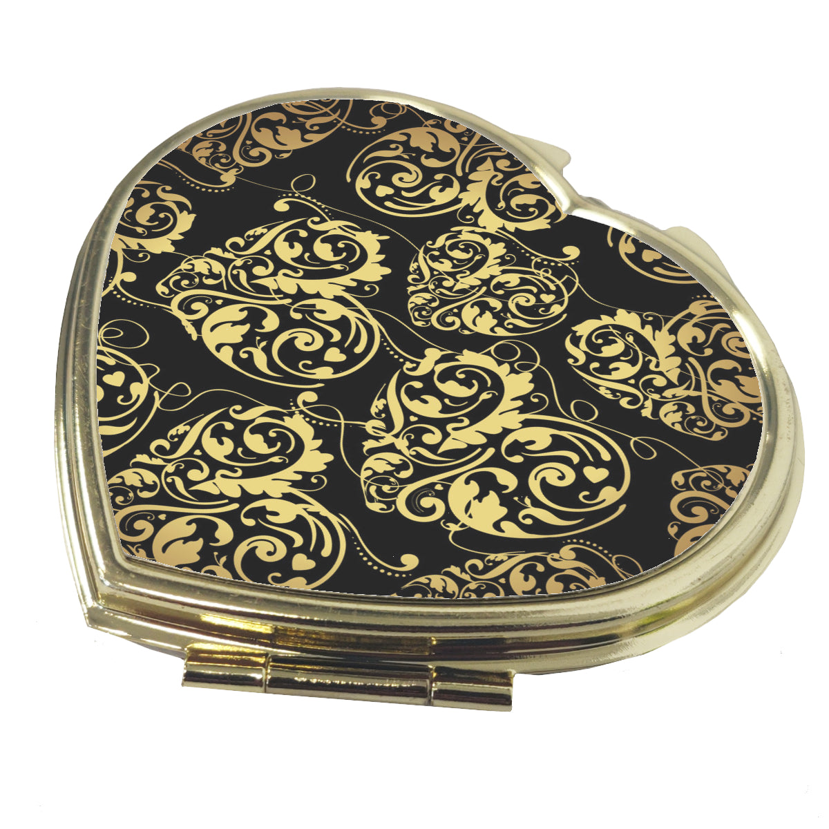 FULL CARTON - 200 x Compact Mirrors - Deluxe Classic Gold - Heart - Longforte Trading Ltd