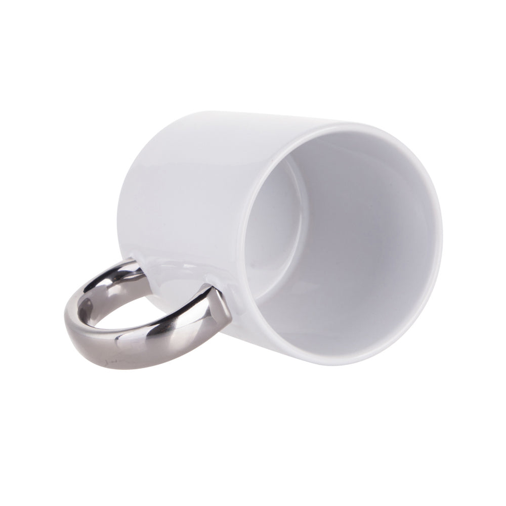 Sublimation 11oz White Ceramic Mug with Silver Handle