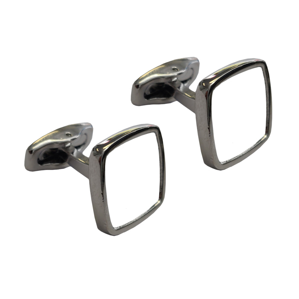 Cufflinks - PREMIER Range - Chrome - Curved Square - Longforte Trading Ltd