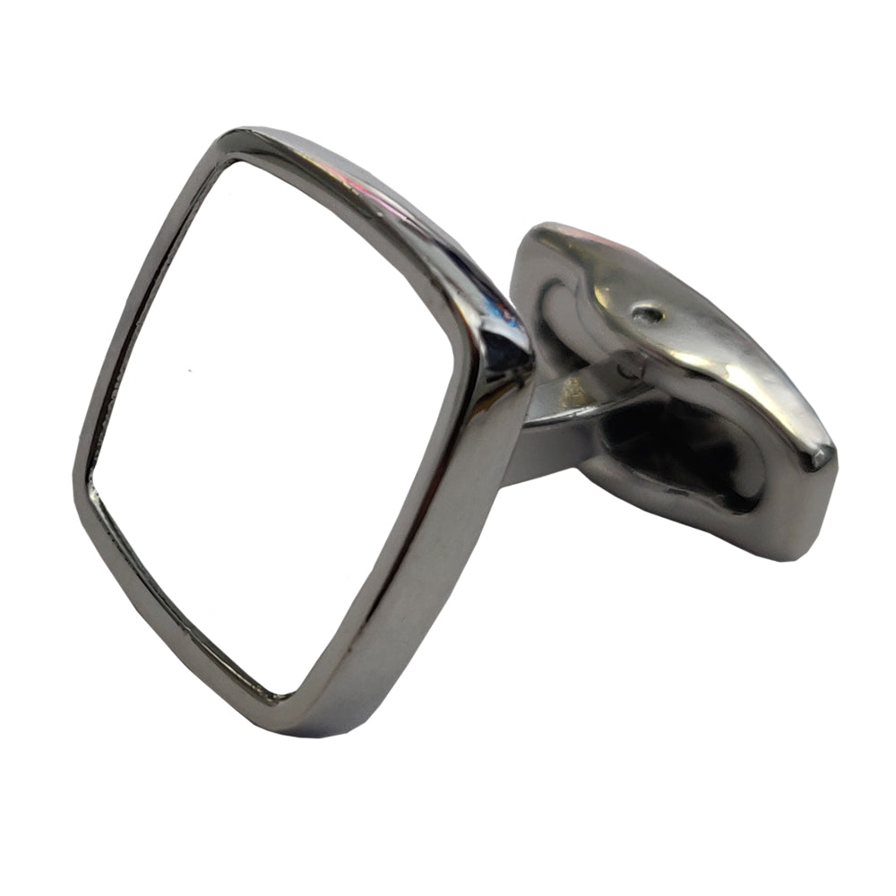 Cufflinks - PREMIER Range - Chrome - Curved Square - Longforte Trading Ltd
