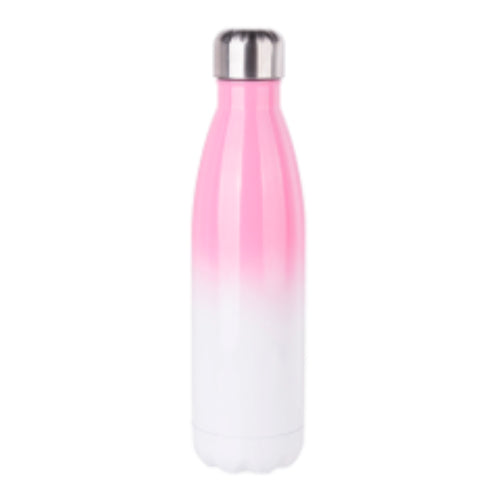 CARTON COMPLET - 50 x Bouteille d'eau Bowling à double paroi en acier inoxydable - GRADIENT - Bowling - 500 ml - Rose/Blanc