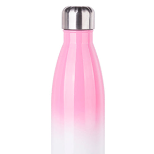 CARTON COMPLET - 50 x Bouteille d'eau Bowling à double paroi en acier inoxydable - GRADIENT - Bowling - 500 ml - Rose/Blanc