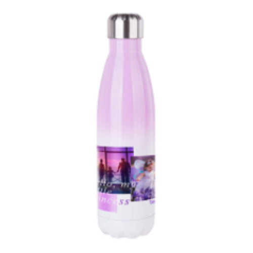 CARTON COMPLET - 50 x Bouteille d'eau Bowling à double paroi en acier inoxydable - GRADIENT - 500 ml - Violet/Blanc