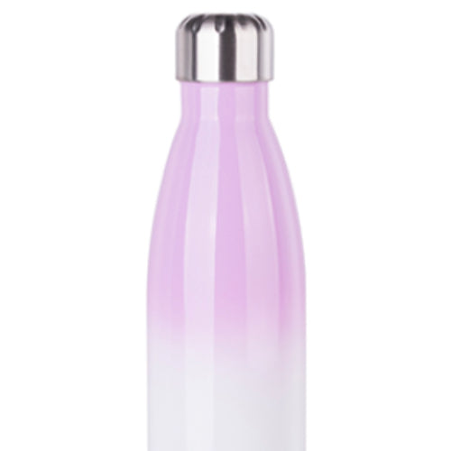 CARTON COMPLET - 50 x Bouteille d'eau Bowling à double paroi en acier inoxydable - GRADIENT - 500 ml - Violet/Blanc