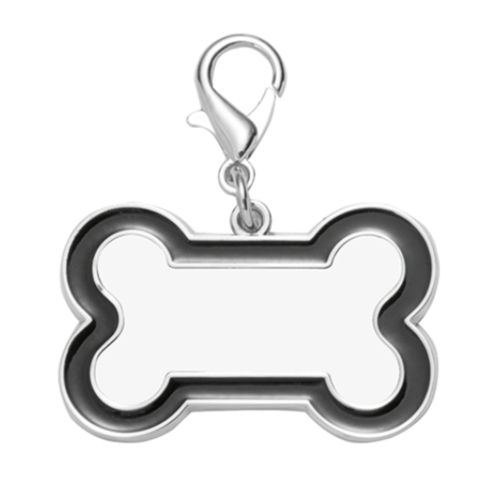Dog Tag - Bone Shaped Tag with Black Edge - 3cm x 4.5cm - Longforte Trading Ltd