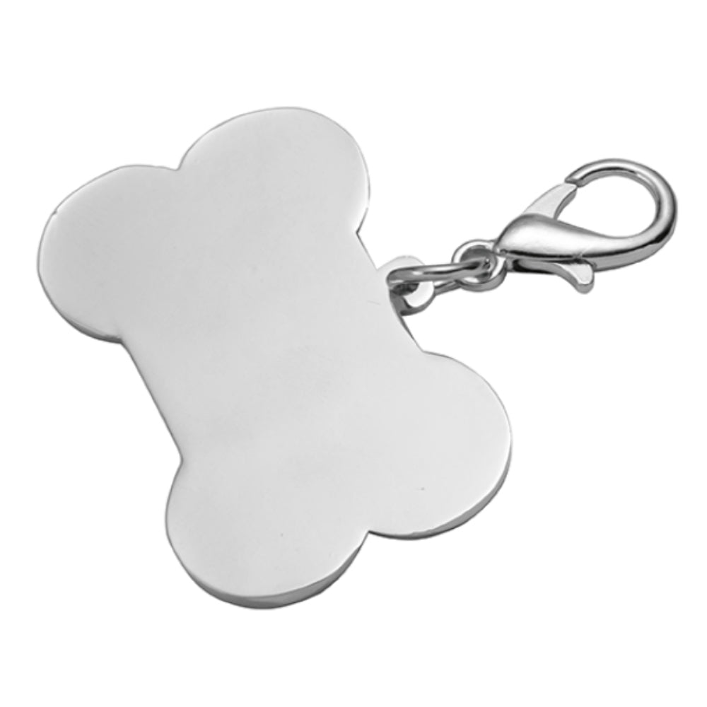 Dog Tag - Bone Shaped Tag with Blue Edge 3cm x 4.5cm - Longforte Trading Ltd