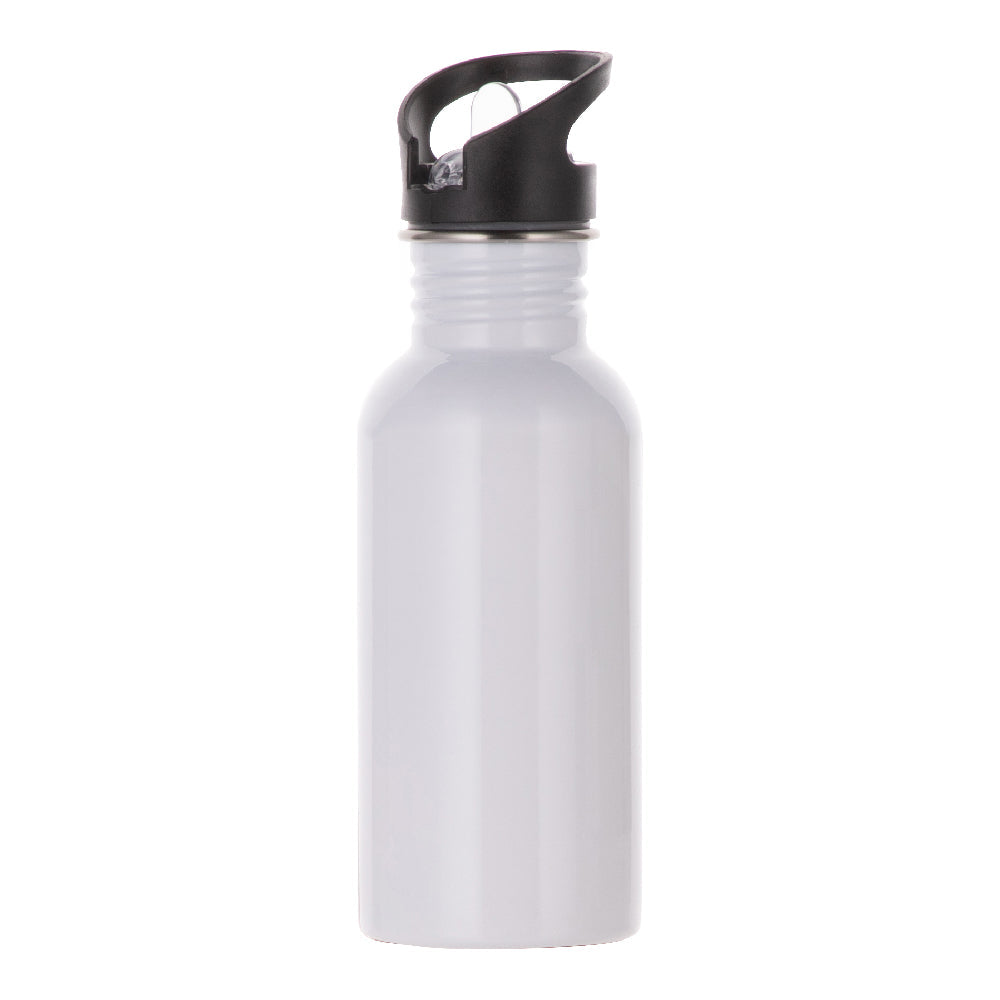 Wholesale Carton - 60 x Water Bottles - ALUMINIUM - Integrated Straw - 600ml - White