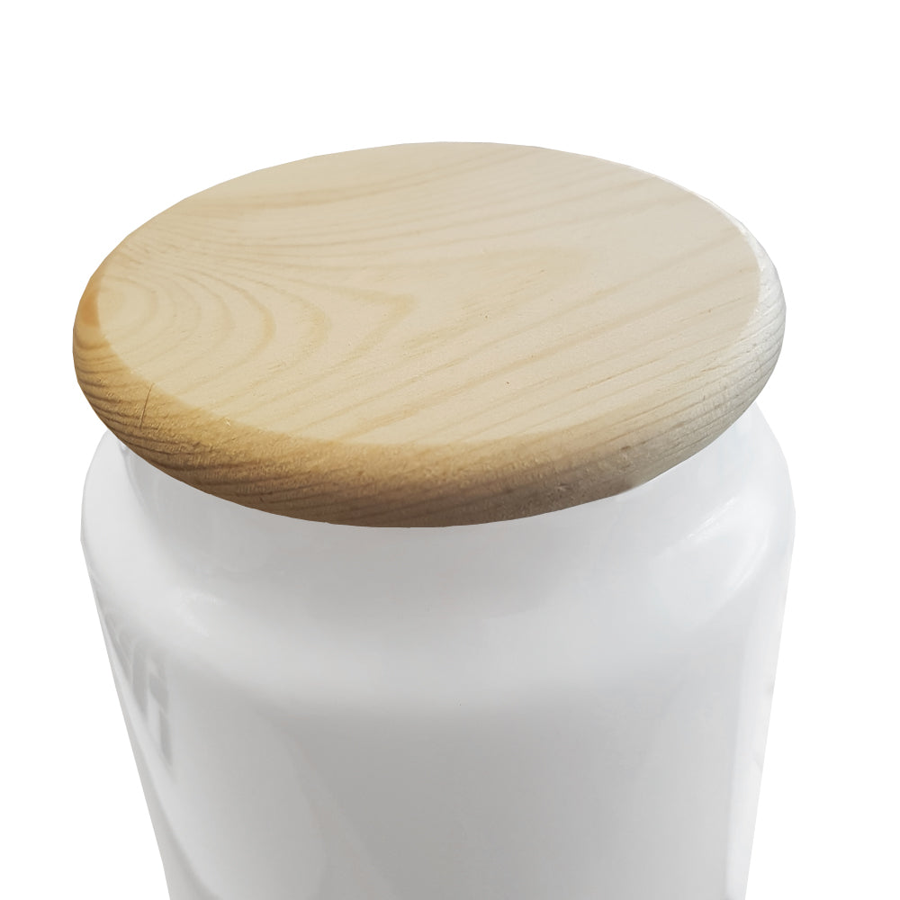 Wholesale Carton - 24 x Ceramic Cookie Jars with Wooden Lid