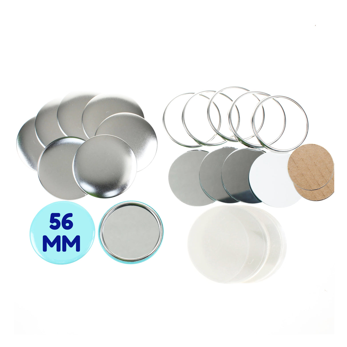 Lot de 100 composants de fabrication de badges ronds vierges de 56 mm avec dos miroir