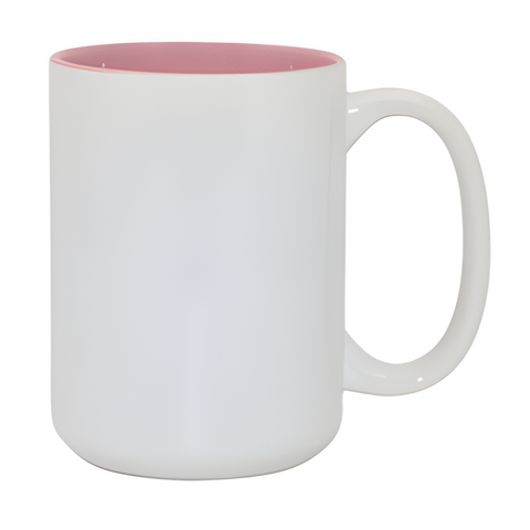Mugs - 15oz - Two Tone Coloured Mugs - Pink