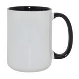 Black 15oz Inner & Handle Coloured Sublimation Mug, pack of 36