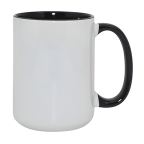 Black 15oz Inner & Handle Coloured Sublimation Mug, pack of 36