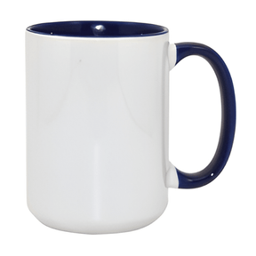 Dark Blue 15oz Inner & Handle Coloured Sublimation Mug, pack of 36