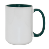 Dark Green 15oz Inner & Handle Coloured Sublimation Mug, pack of 36