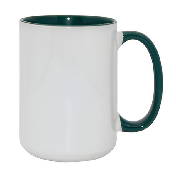 Mugs - 15oz - Inner and Handle Coloured - Dark Green