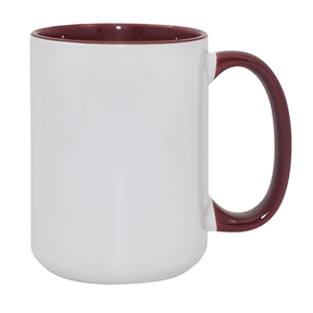 Maroon 15oz Inner & Handle Coloured Sublimation Mug, pack of 36