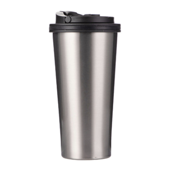 Mugs - STAINLESS STEEL - 16oz Tumbler with Handled Lid - SILVER