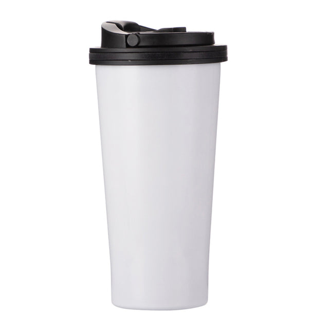Mugs - STAINLESS STEEL - 16oz Tumbler with HANDLED Lid - WHITE - Longforte Trading Ltd
