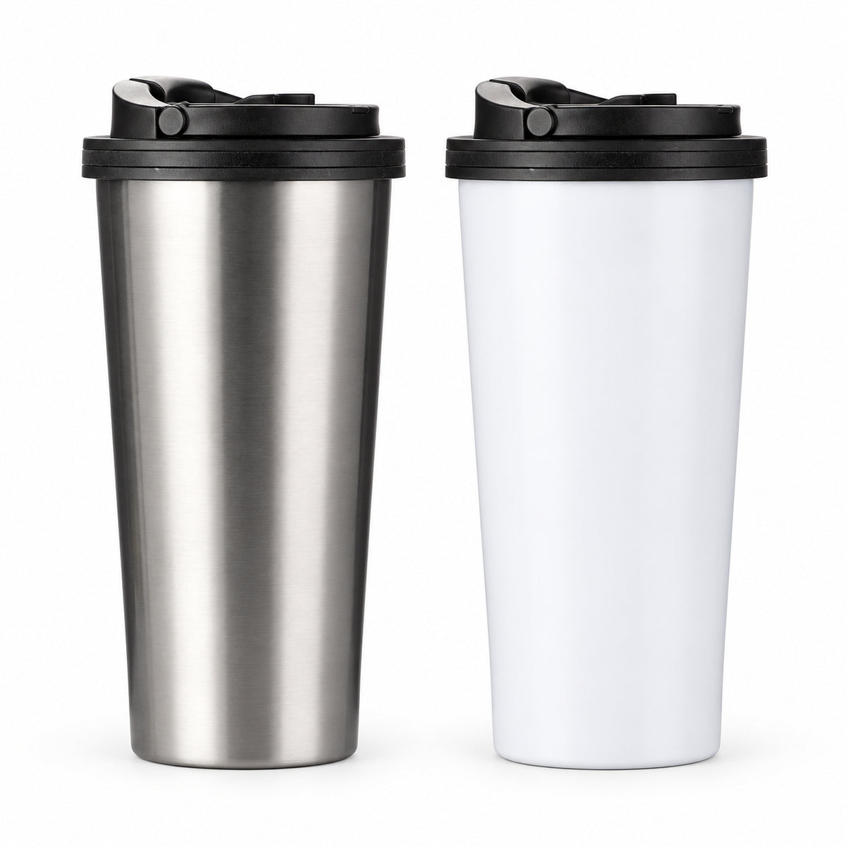 16oz Sublimation Tumbler with Handled Lid - Stainless Steel - Silver