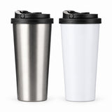 16oz Sublimation Tumbler with Handled Lid - Stainless Steel - Silver