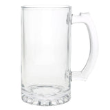 Clear 16oz Sublimation Glass 'Trigger' Handle Beer Steins, pack of 2