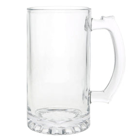 Clear 16oz Sublimation Glass 'Trigger' Handle Beer Steins, pack of 2