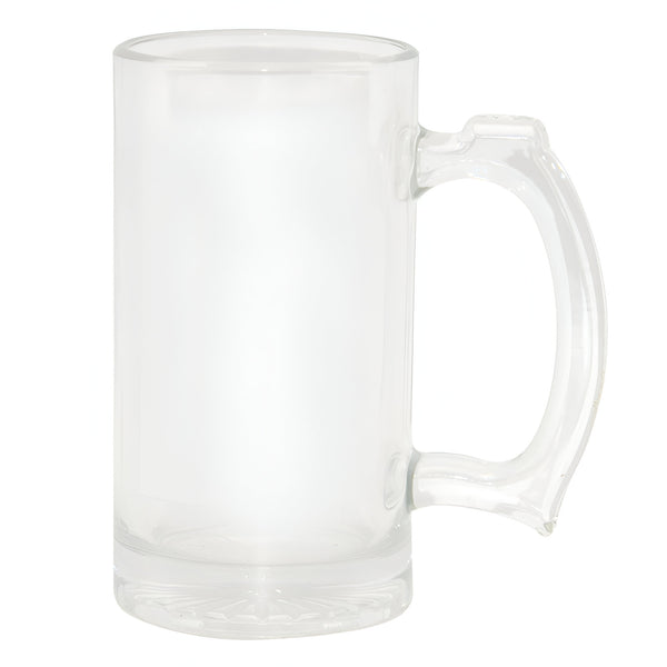 24 x CLEAR - Glass 16oz 'Trigger' Beer Stein for Sublimation - Longforte Trading Ltd