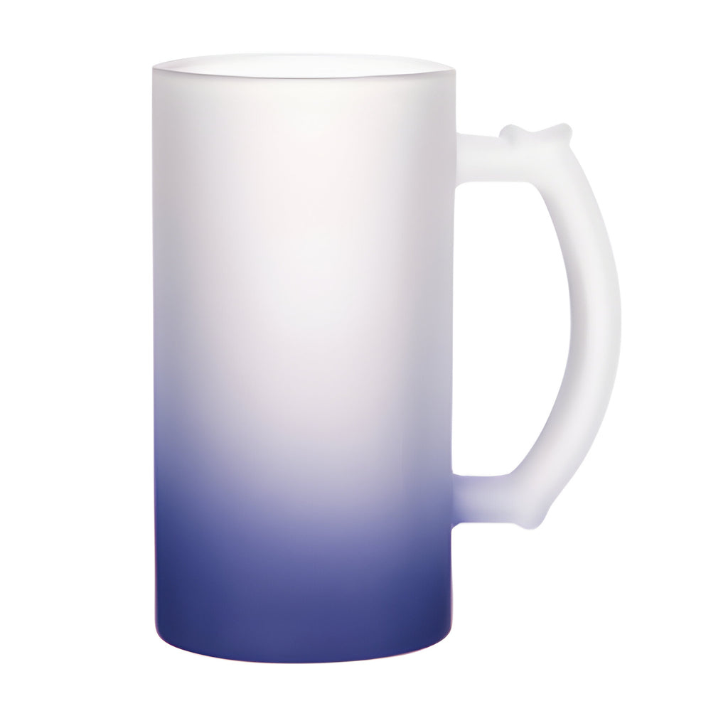 Mugs - GRADIENT - FROSTED - 16oz Glass 'Trigger' Stein - DARK BLUE - Longforte Trading Ltd