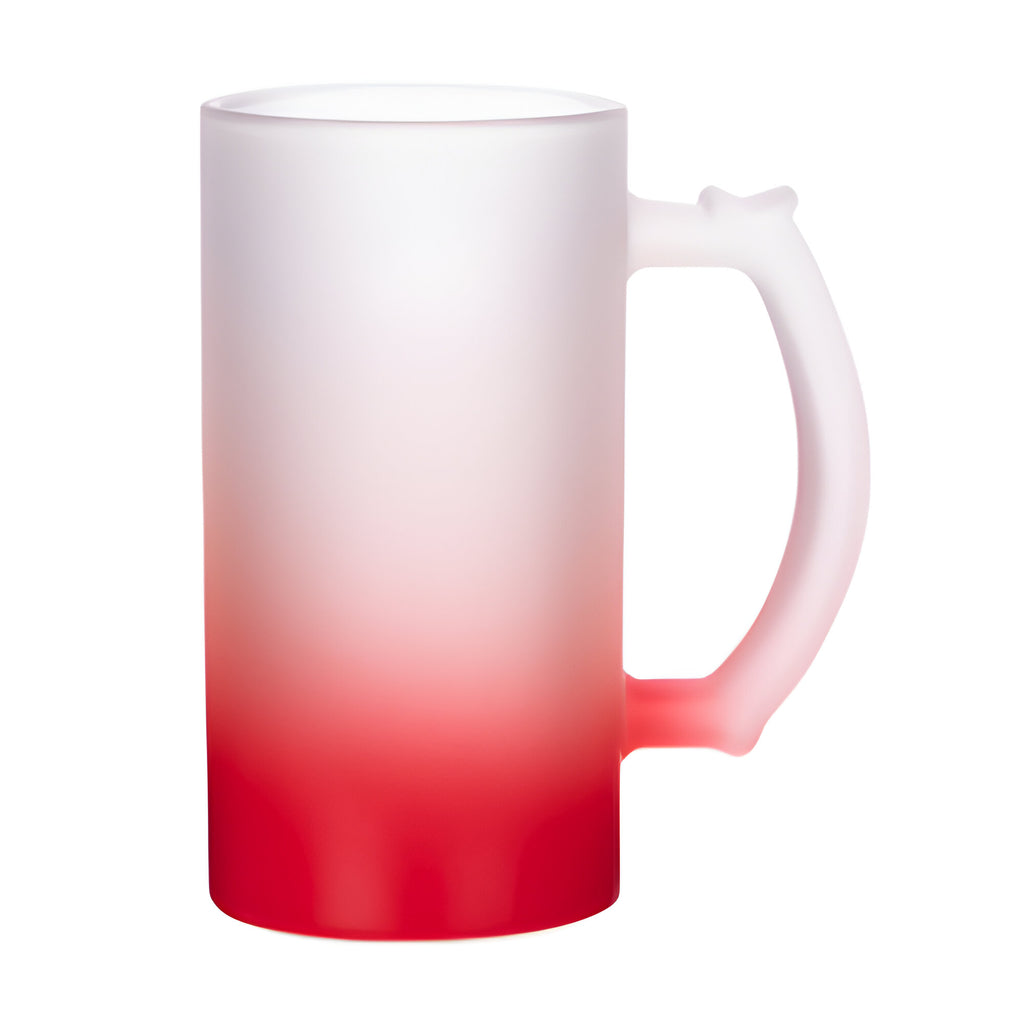Tassen - Farbverlauf - mattiert - 16oz Glaskrug „Trigger“ - ROT