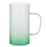 Mugs - Glass - FROSTED - Box of 2 x 22oz Slim Handle Beer Steins - GREEN - Longforte Trading Ltd