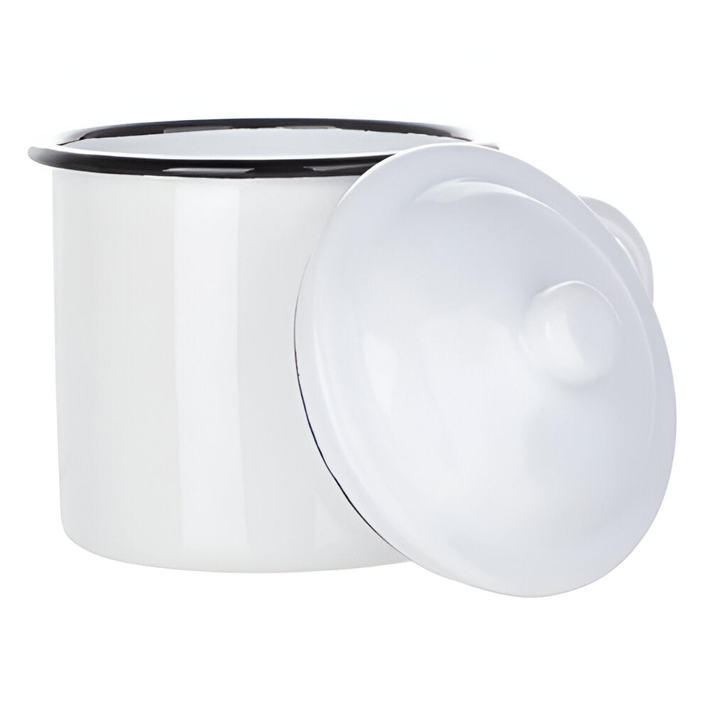 23oz / 700ml Sublimation Enamel Cup with Lid – Black Rim