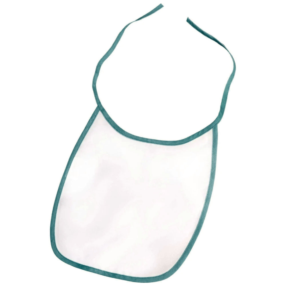 Sublimation Baby Bibs - Polyester - White with Teal Trim - Pack of 100