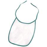 Sublimation Baby Bibs - Polyester - White with Teal Trim - Pack of 100