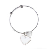 Sublimation Adjustable Bracelet with Heart Charm, Coiled Heart