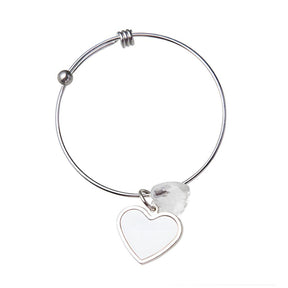 Sublimation Adjustable Bracelet with Heart Charm, Coiled Heart