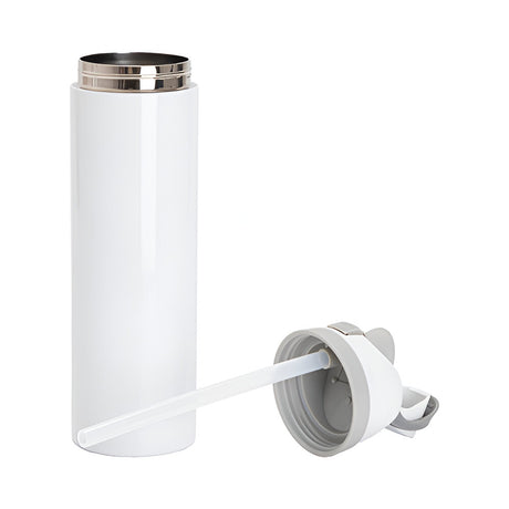 Bouteilles d'eau - Slim Inox - BLANC - Gobelet 600 ml avec paille